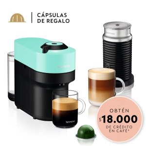 Cafetera Nespresso Vertuo Pop Verde Agua + Espumador De Leche