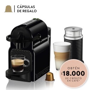 Cafetera Nespresso Inissia Black + Espumador de Leche