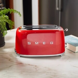 Tostadora Smeg TSF02RDEU, Rojo, 2 ranuras