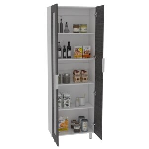 Mueble Microondas Fendi Blanco Y Roble Gris