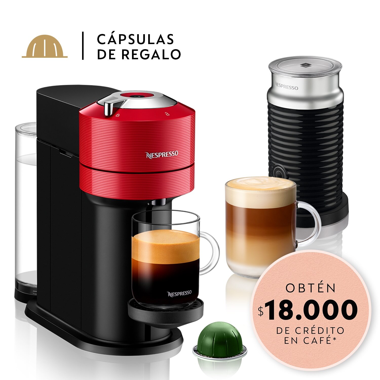 Cafetera Vertuo Next Compacta 12 Capsulas Nespresso Negro
