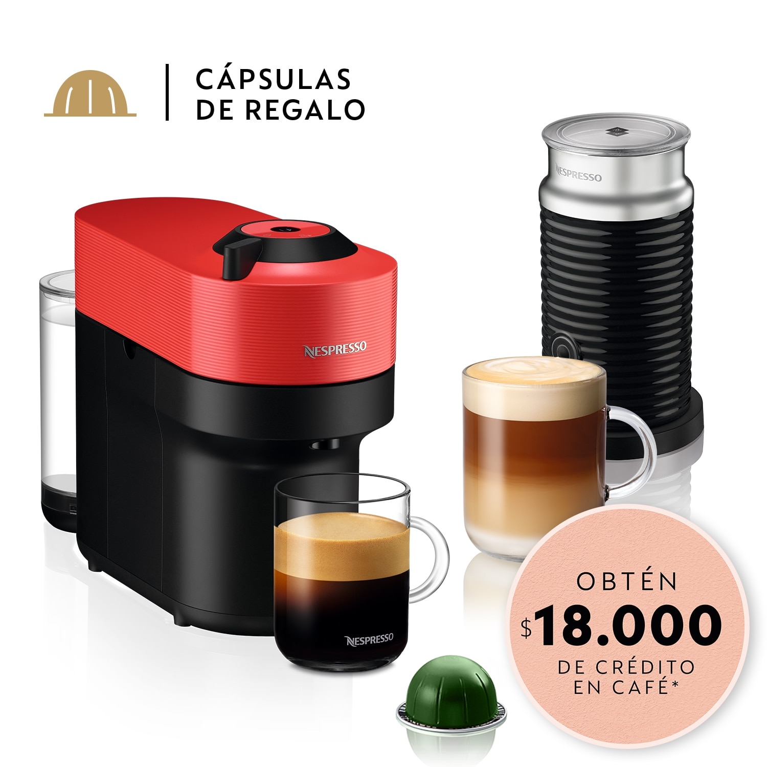 Nespresso Inissia Negra + Espumador de Leche Máquina de café
