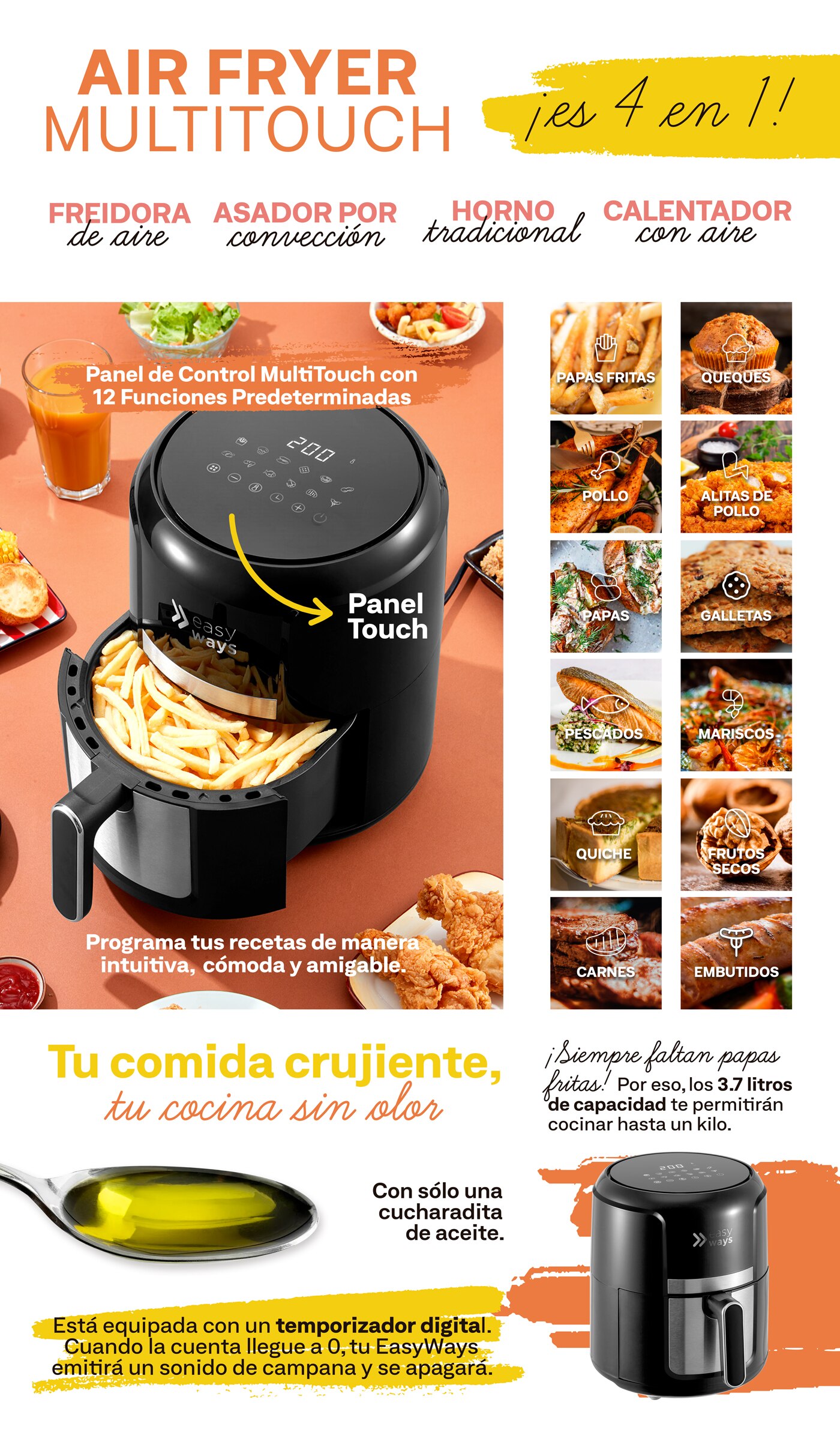 Freidora de Aire Air Fryer MultiTouch